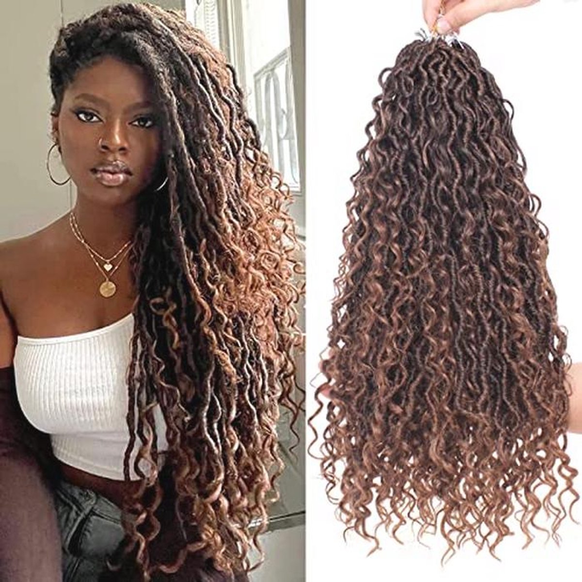 Bohemian Gehaakte Vlechten voor Golvend Haar - 45 cm, 6 Verpakkingen
