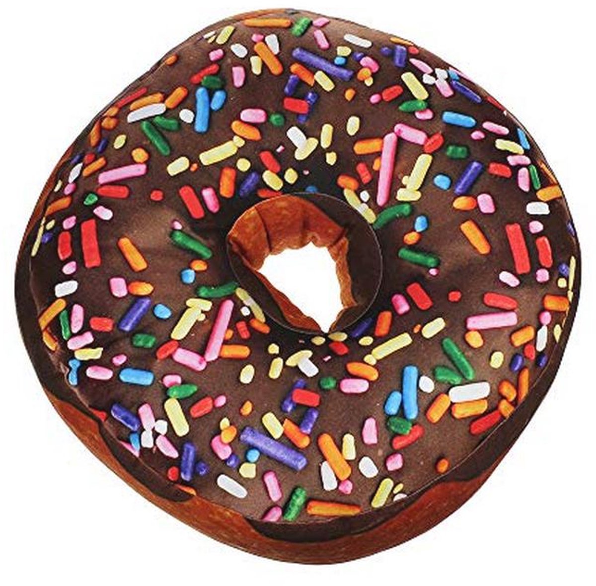 Zitkussen Donut XXL | Decoratief Donut Kussen Met Draagtas | Chocoloade Glazuur