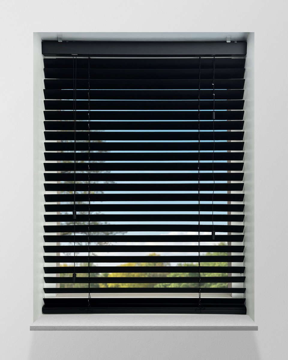 Houten Jaloezie - 50mm - Zwart - 190x250cm - Ladderkoord