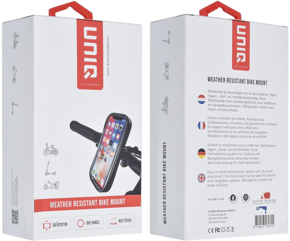 UNIQ Accessory Weerbestendige Fietshouder - 360 graden draaibaar - Zwart