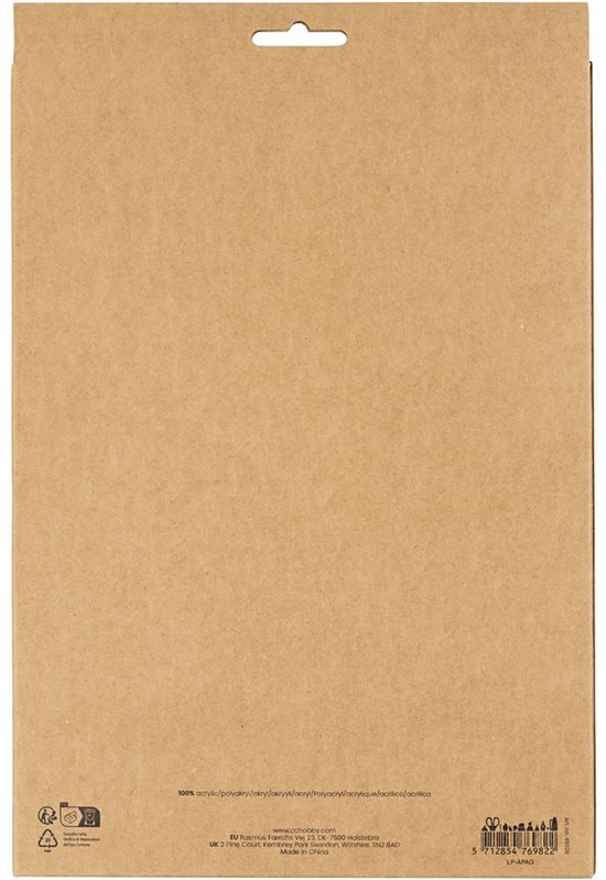 Achterkant van het 'Craft Felt' pakket met productinformatie.