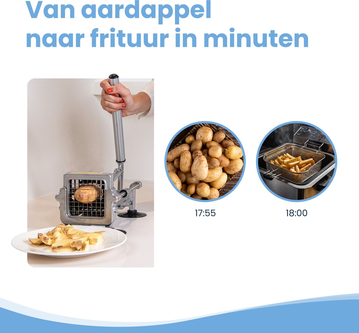 Frietensnijder, Roestbestendige Aardappelsnijder met Antislipbasis