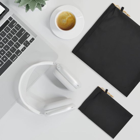 2 stuks PU-opbergtas voor oordopjes, opbergtas met trekkoord voor hoofdtelefoon, beschermtas voor Bluetooth-oordopjes, universele stofdichte draagtas — afbeelding 3