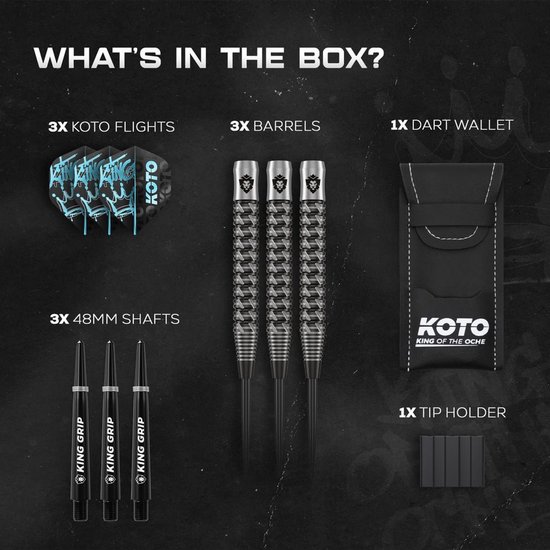 KOTO - Excalibur - 90% Darts - 21 Gram - Dartpijlen - Zwart & Zilver van KOTO — afbeelding 2