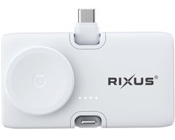 Rixus Mini Click-On 3 In 1 Powerbank 4500mAh - White - RXPB13 - For Smartphones, Tables & Smartwatches