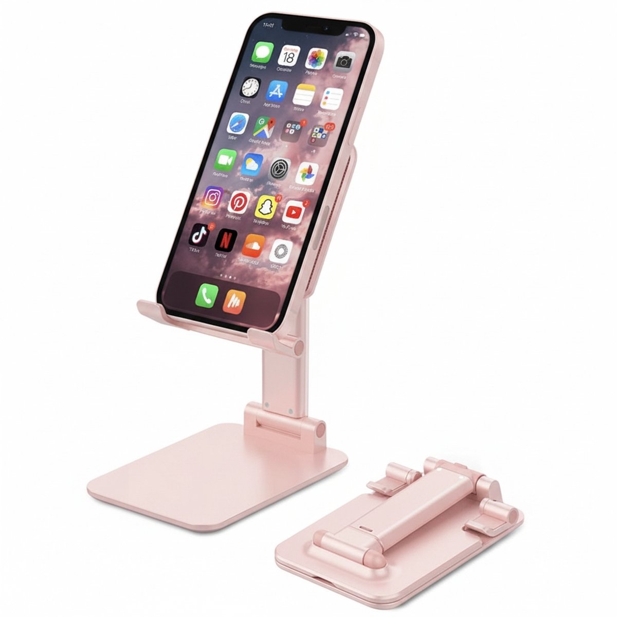 Luxyana® MTH61 Luxe Opvouwbare Telefoonhouder voor Bureau en Tafel – Ideaal als Gsm Statief - Verstelbare Telefoonstandaard – Roze