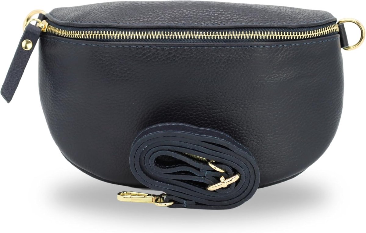 BELCHOME Sahel heuptas voor dames, handgemaakte schoudertas en crossbodytas van echt leer met brede leren riem en extra schouderband met patroon, stijlvolle heuptas met twee ritssluitingen, gemaakt in Italië