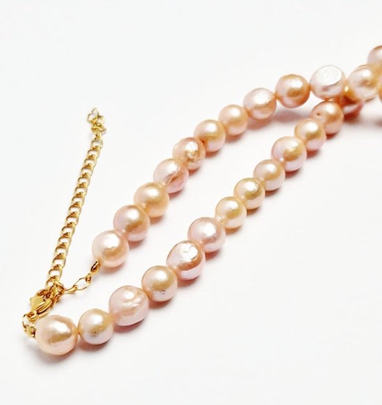 Collier de perles - Perles d'eau douce roses - Choker - Argent sterling 925 - Collier court femme - fait main