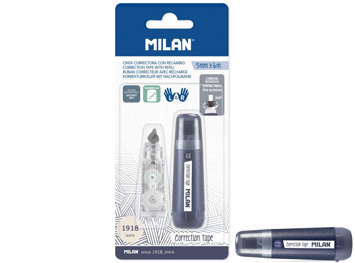 Milan Mini Tape Corrector 5mm x 6m Marine + Navulling