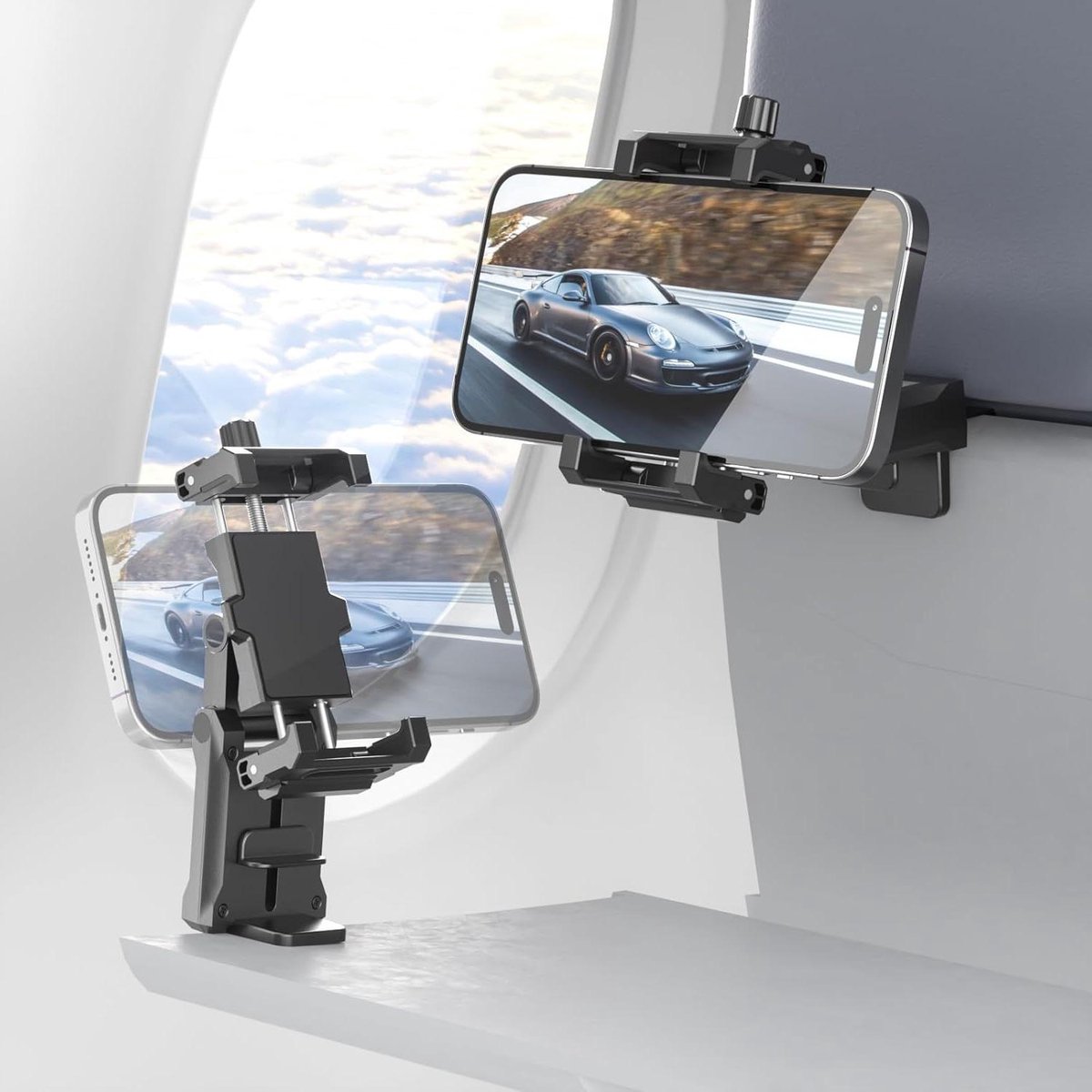 CSGoods - Mobiele telefoonhouder voor vliegtuigreizen, 360° rotatie, universeel, iPhone compatibel