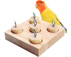 KZQ Interactief Houten Kauwspeelgoed Voor Papegaaien Valkparkieten En Volierevogels Duurzaam Trainings En Verrijkingsspeelgoed Voor In De Vogelkooi Activiteit En Vermaak Voor Kleine Tot Middelgrote Vogels