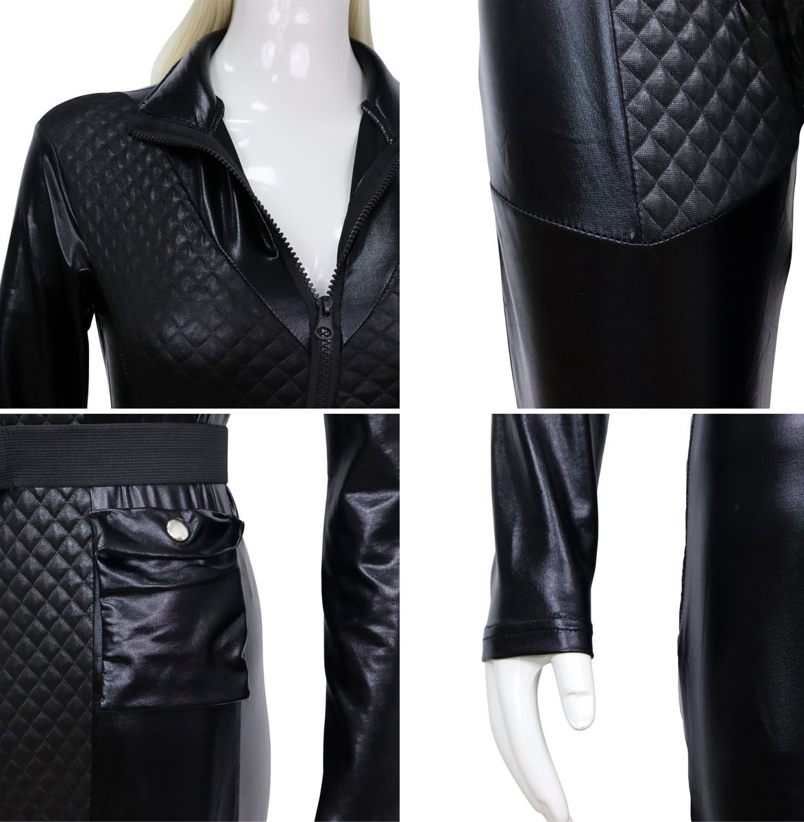 Joya Party® Cat kostuum Volwassenen | Zwarte stretch catsuit met masker en riem | Verkleedpak Halloween & Carnaval Dames | Sexy kattenpak | Catgirl jumpsuit Verkleed Kostuum | — afbeelding 5
