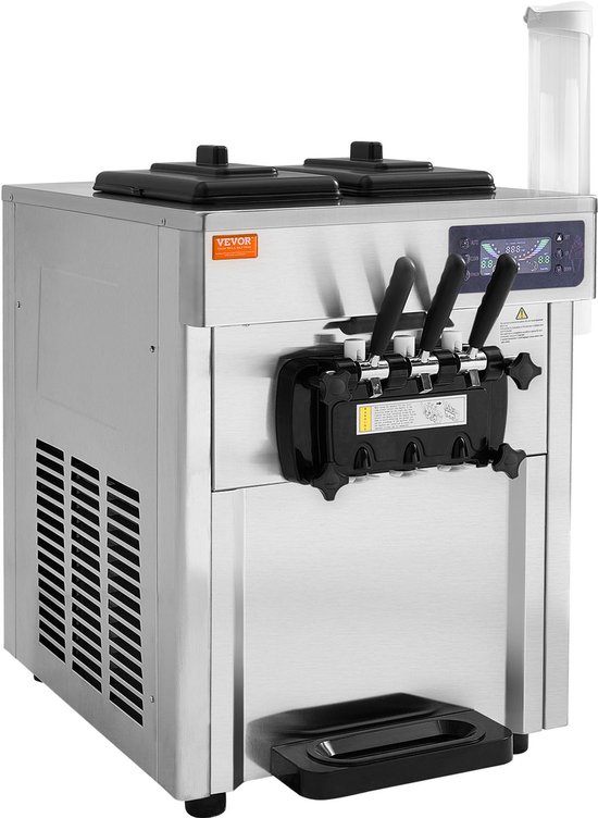 VEVOR Commerciële Ijsmachine 18-28L/u 3 Smaken Italiaanse Ijsmachine 2 x 5.5L Trechter LCD-paneel Automatische Voorkoeling Reiniging voor Yoghurt Koffie Snackbar Restaurant van Merkloos — afbeelding 2