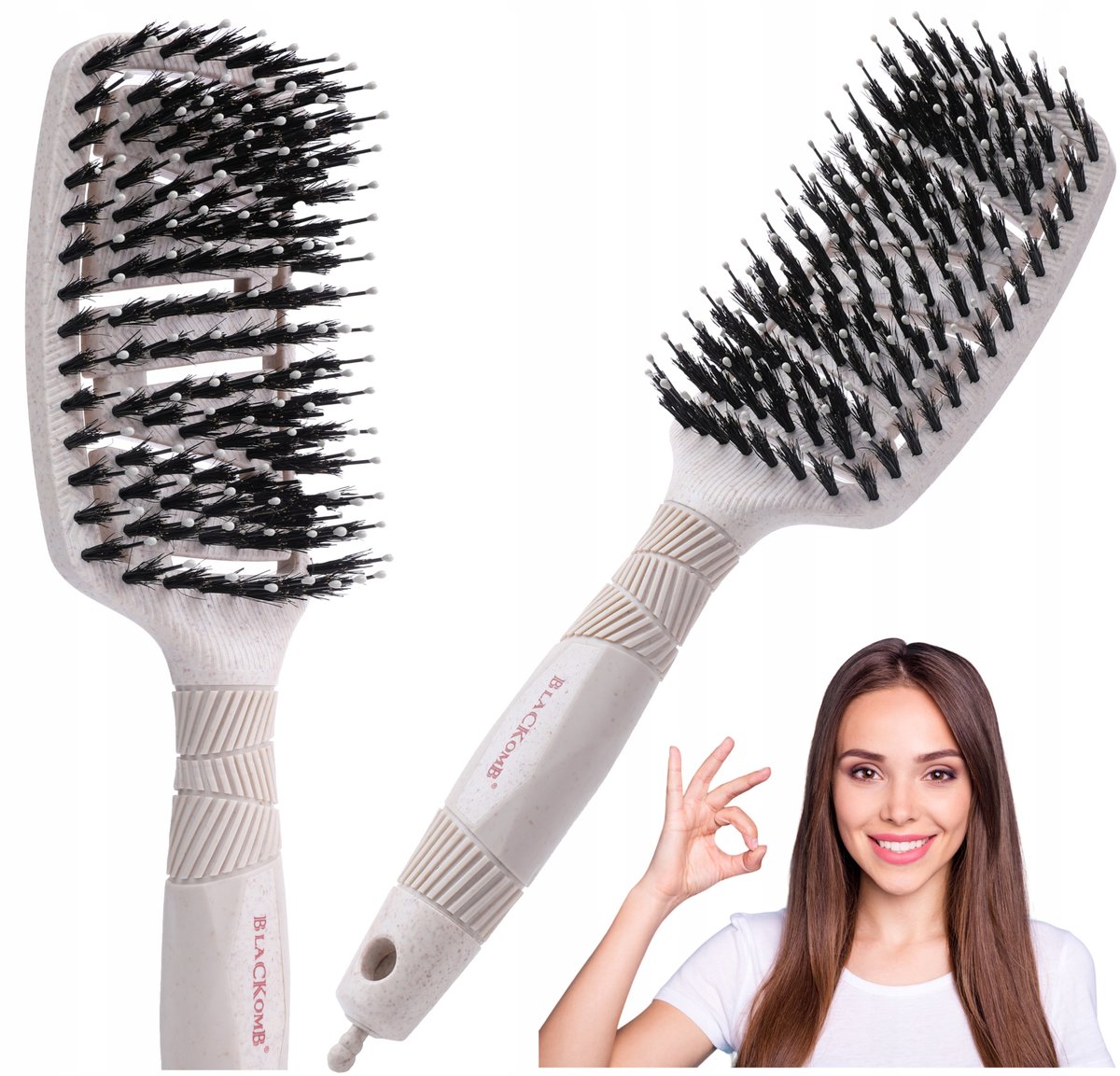 BLACKOMB ECO Ontkrulborstel met Zwijnenhaar - Beige