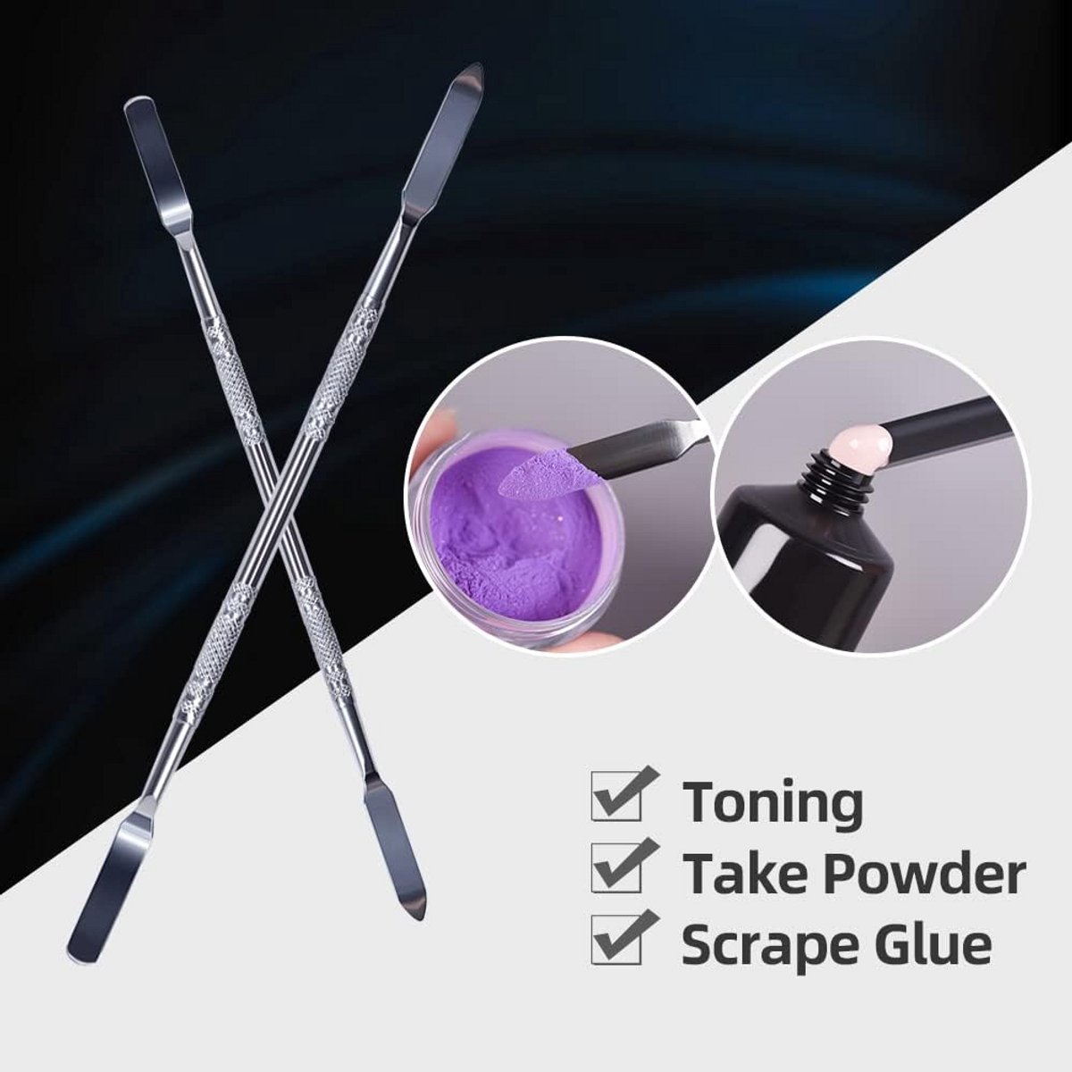 Dubbelzijdige Roestvrijstalen Spatel voor Make-up, Cosmetica & Nail Art - Manicure Tool