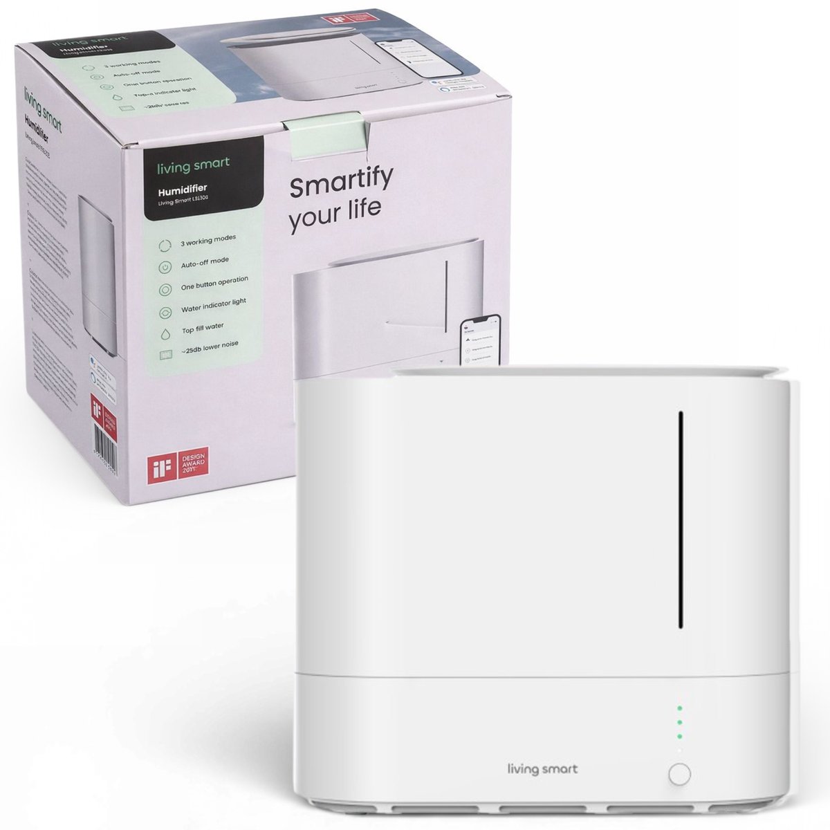 LivingSmart™ slimme luchtbevochtiger met App - 2.2L - <20m² - Ultrasoon - WiFi - luchtbevochtiger - humidifier - Binnnenklimaat thumbnail 2