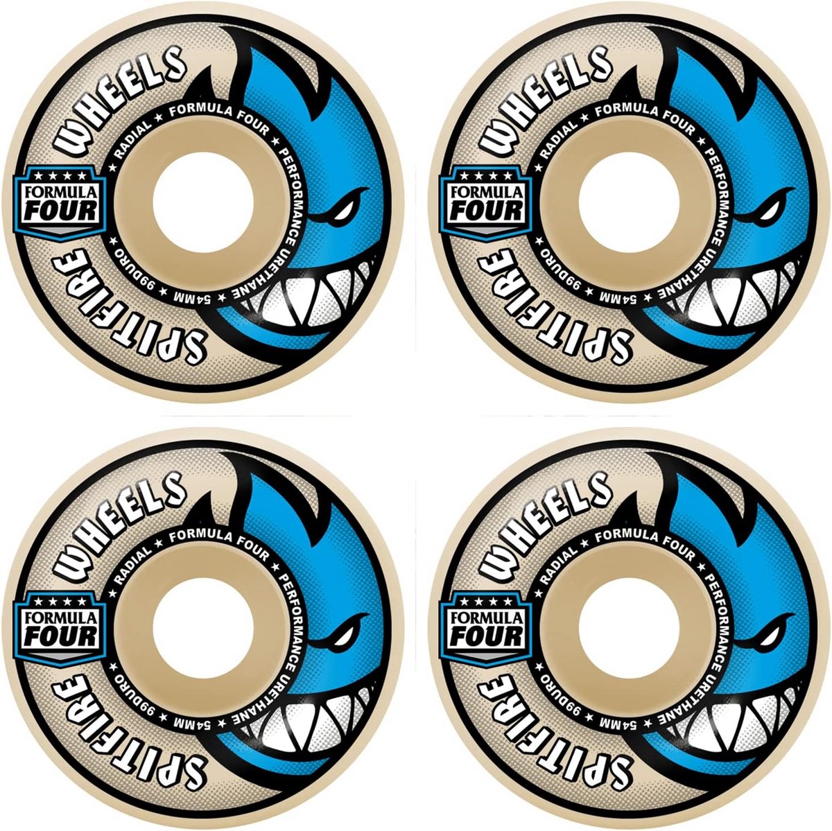 Skateboard Wielen Radial 54mm 97A Urethaan Set van 4