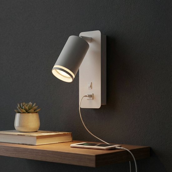 Applique LED - Lampe de chevet avec port USB | Raccord GU10 | Blanc