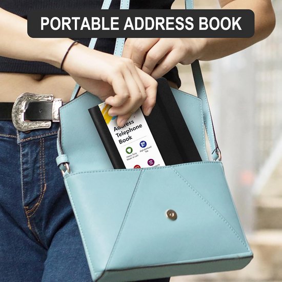 Klein Adresboek Zakformaat met Alfabetische Index Tabs, Telefoonboek Hardcover in Zwart van klein — afbeelding 4