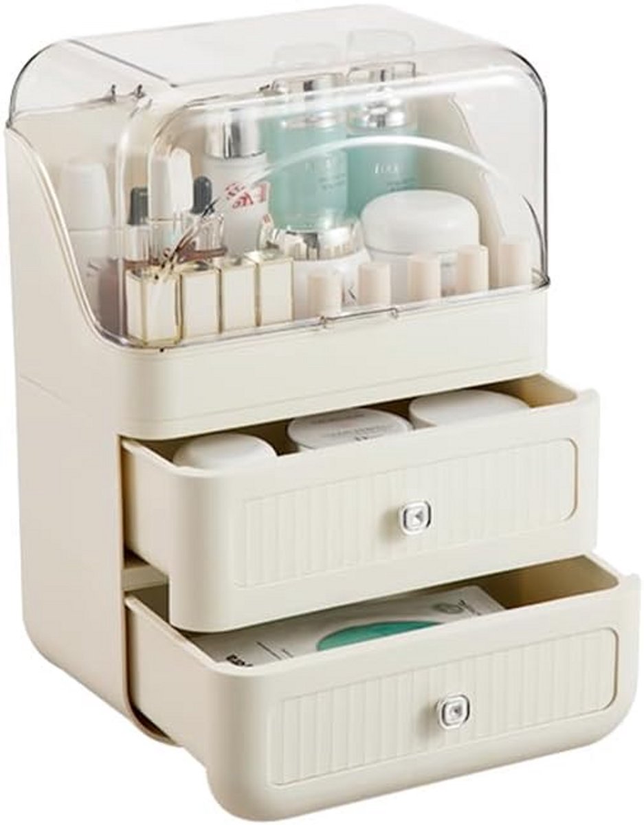 Grote Capaciteit Make-up Organizer met Lades en Deksel - Stof- en Waterdicht