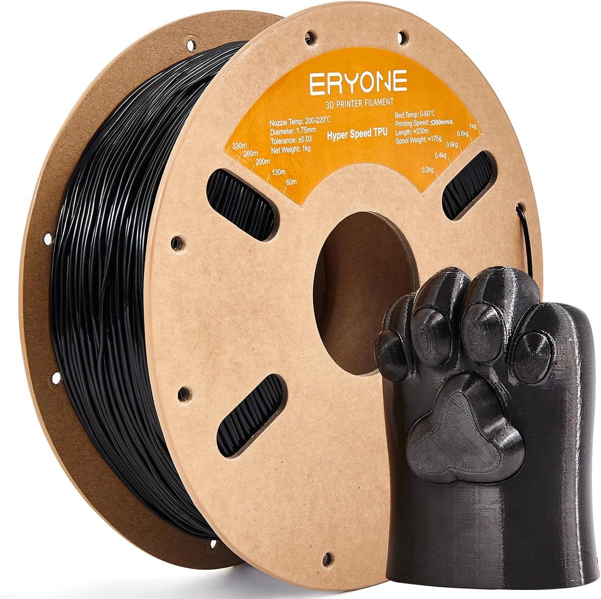 Flexibel TPU 3D Printer Filament 1.75mm 95A - Hoge Snelheid & Sterk, Zwart (1KG)