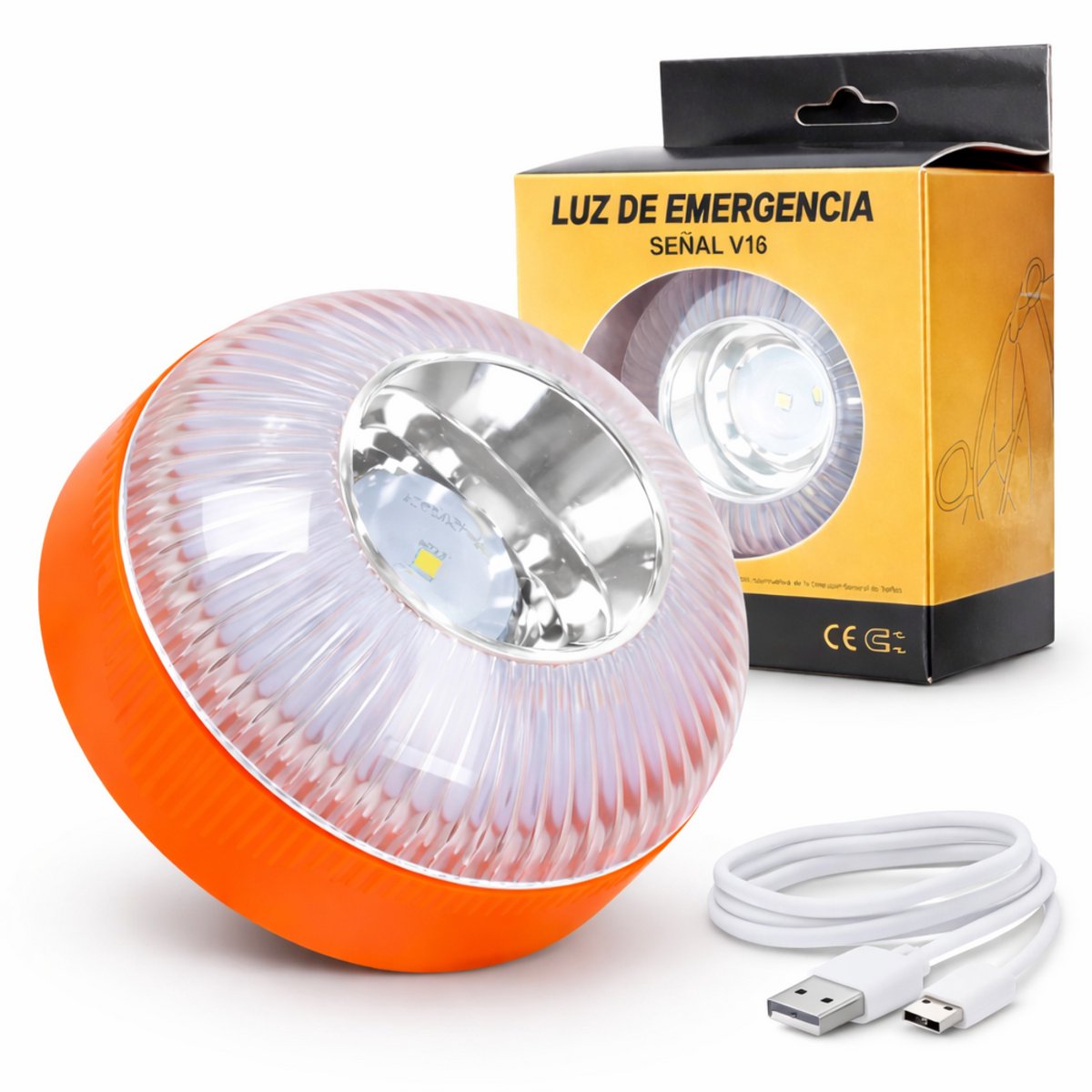 V16 Alarmlicht USB Oplaadbaar - Noodlamp Spanje - Noodlicht - Magneet - Zwaailicht Oranje