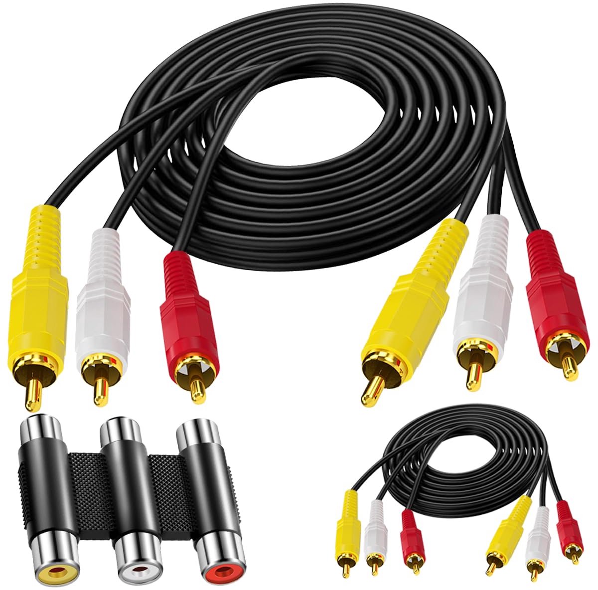 2-Pack AV Audiokabel 3.5mm naar 3x RCA M/M - Geel/Wit/Rood