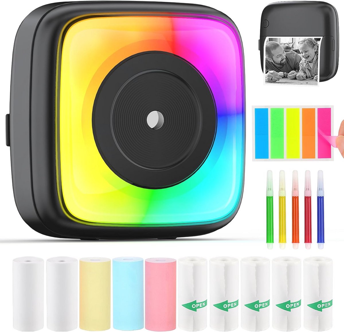 Draagbare Bluetooth Thermische Fotoprinter met 10 Rollen Papier voor Android en iOS