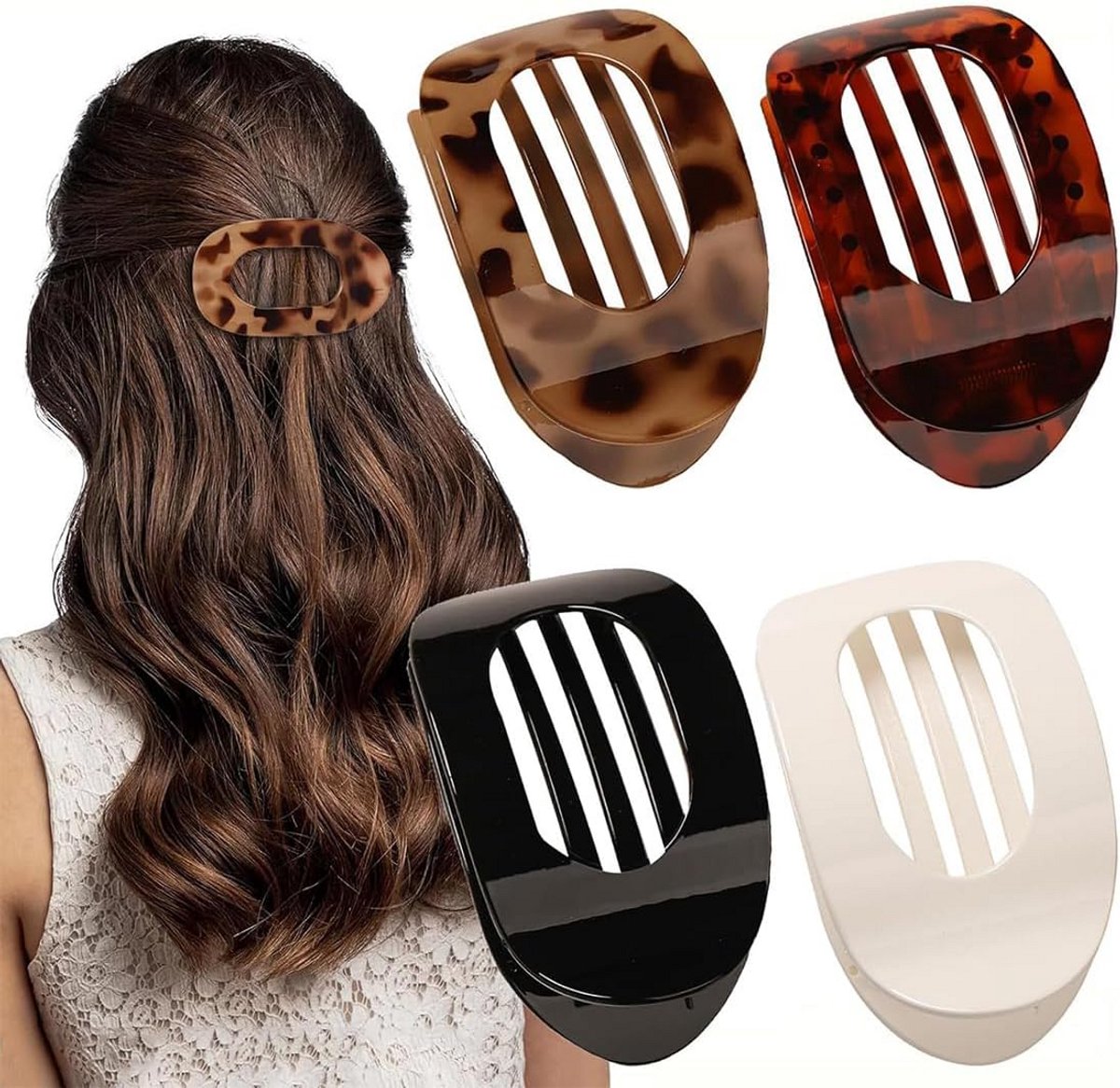 Set van 4 Grote Matte Gebogen Haarspelden voor Dames - Sterke Grip voor Dik en Fijn Haar