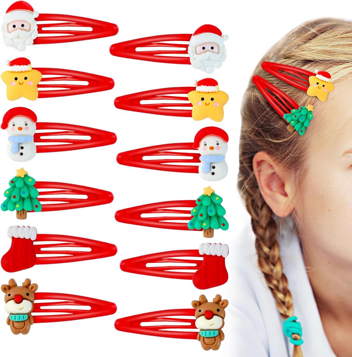 12x Matte Haarspeldjes Set - Kerst & Feestdagen Accessoires