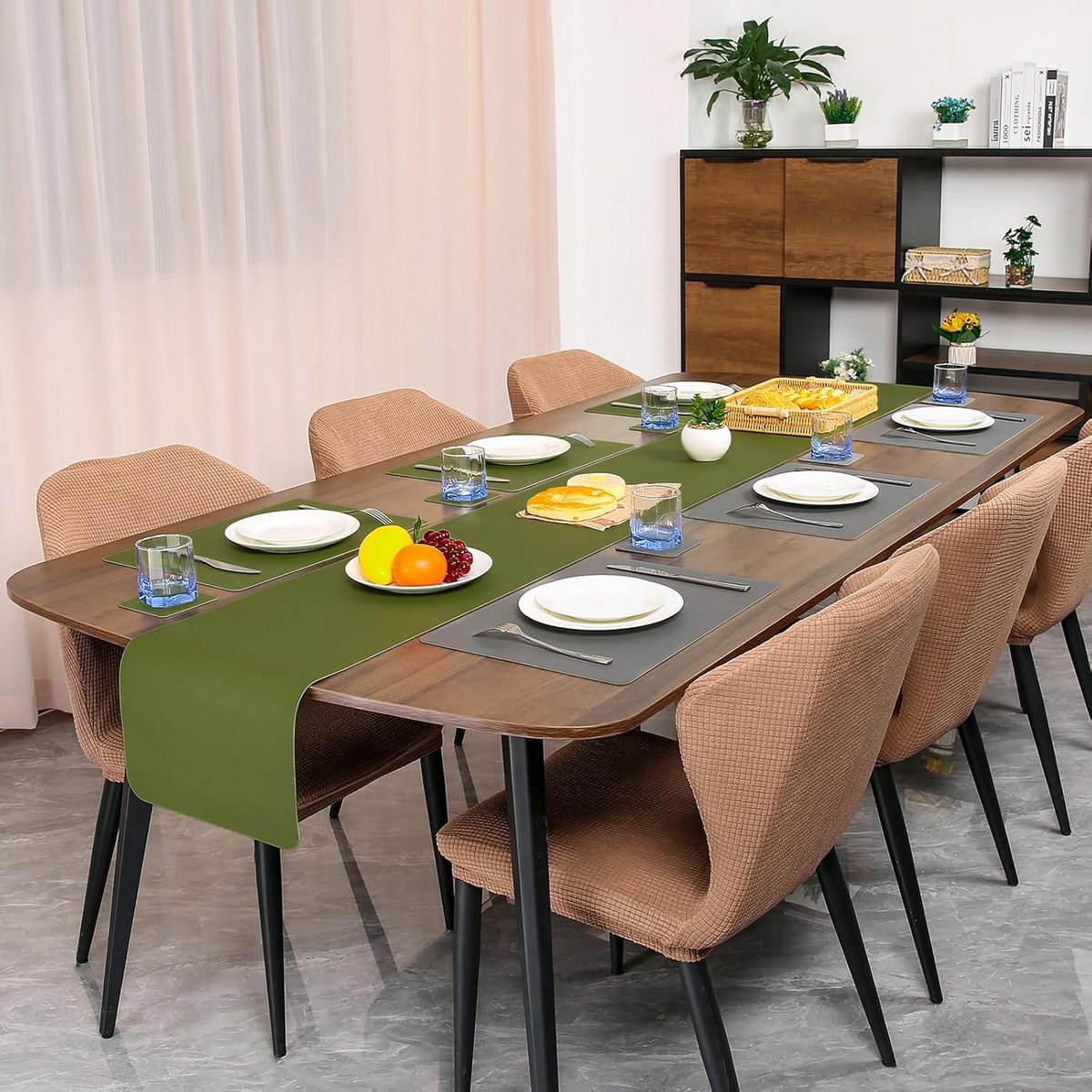 Dubbelzijdige Tafelrunner Leer - Wasbaar, Waterdicht en Antislip voor Eettafel Decoratie