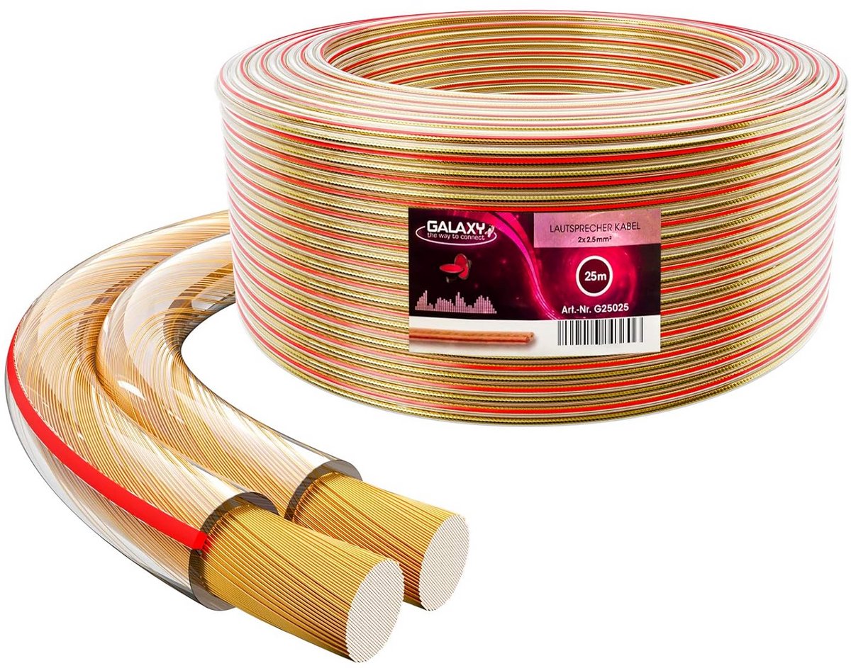 Luidsprekerkabel 2x2,5mm² 25m CCA PVC - Transparant