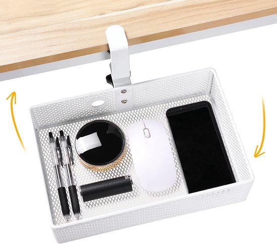 Verstelbare Bureau-organizer – Zwart, Klemt Onder Of Naast Je Bureau, Gemaakt Van Koolstofstaal, Ruimtebesparend 3 miniatura