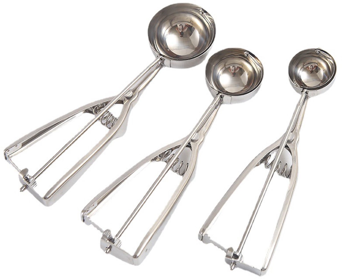 3-delige set - IJsschep - IJslepel - Roestvrijstalen materiaal - 4 cm / 5 cm / 6 cm