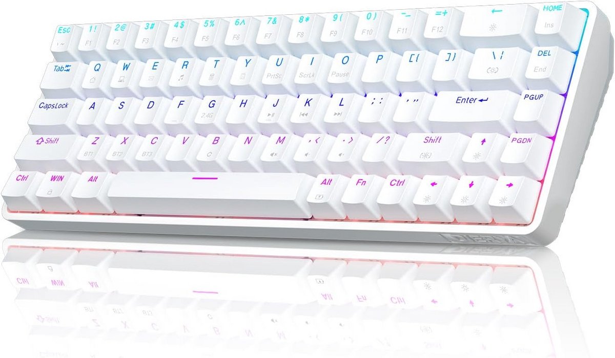 Compact Mechanisch Toetsenbord Draadloos - 68 Toetsen, RGB Verlichting, USB-C/Bluetooth, Clicky Switch
