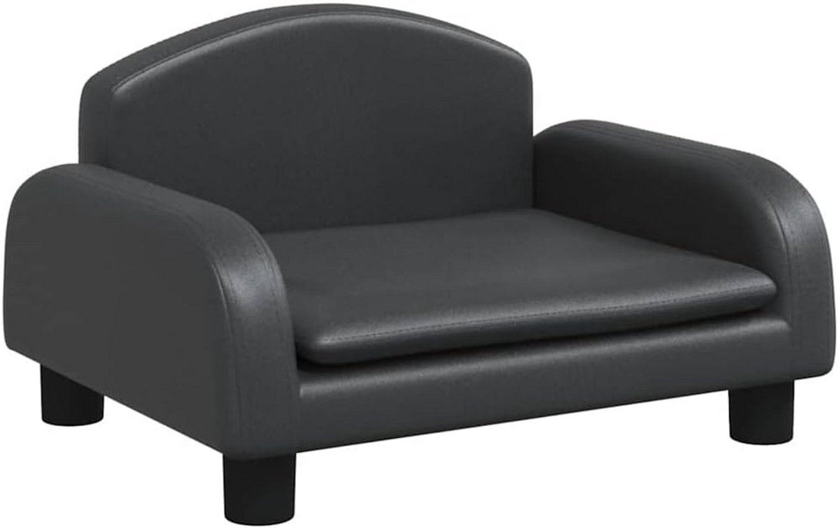 Kindersofa Zwart Kunstleer 50x40x30 cm voor Kinderen