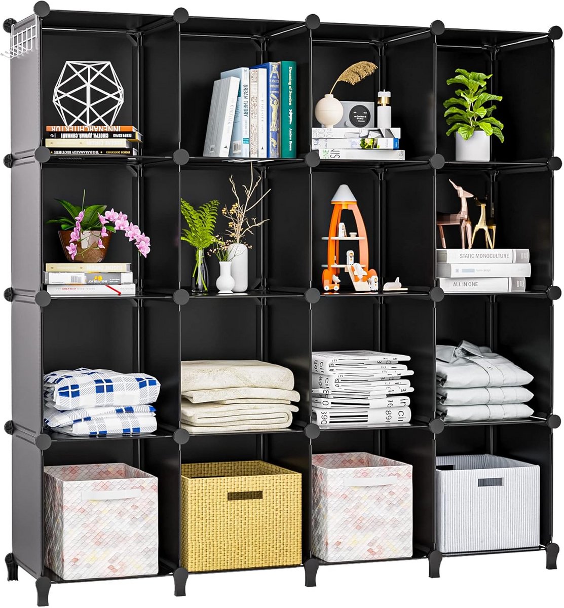 Opbergrek met 16 Kubussen voor Kleding en Boeken - Modulaire Kast Organizer