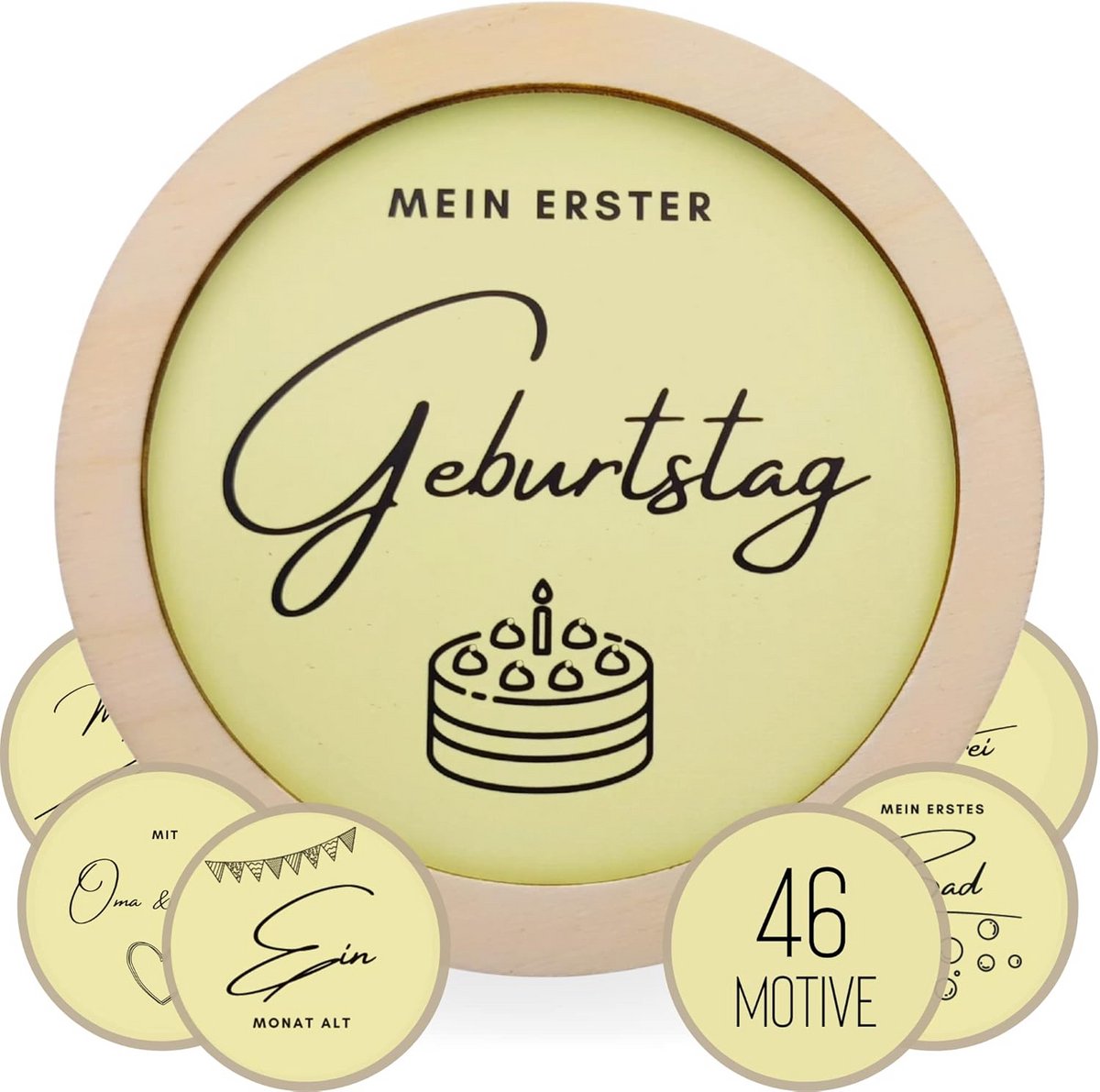 Houten Mijlpaal Kaarten Set voor Baby's met Frame en Meetlint - Perfect Cadeau voor Nieuwe Ouders
