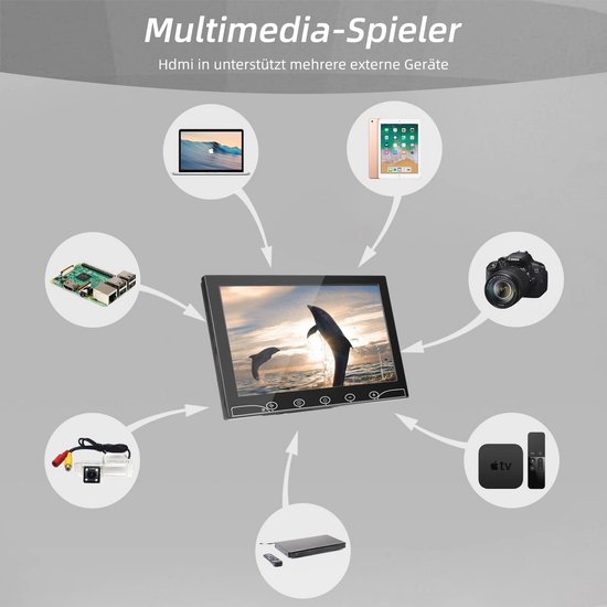 10.1 inch Mini Monitor met Raspberry Pi Display - Draagbaar en Veelzijdig met HDMI, VGA, AV, BNC en USB aansluiting - Ingebouwde Luidsprekers voor Auto, PC en TV — afbeelding 4