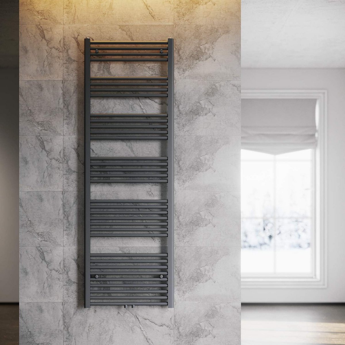 Design Handdoekradiator Badkamer 1800x600mm Antraciet Middenaansluiting - Krachtige Handdoekdroger
