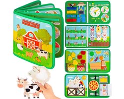 Bezig boek voor kinderen - Interactief vilten boerderijboek, geschikt voor peuters van 1 tot 3 jaar - Leerzaam boek, cadeau voor kinderen, stil speelgoed voor in het vliegtuig en de auto