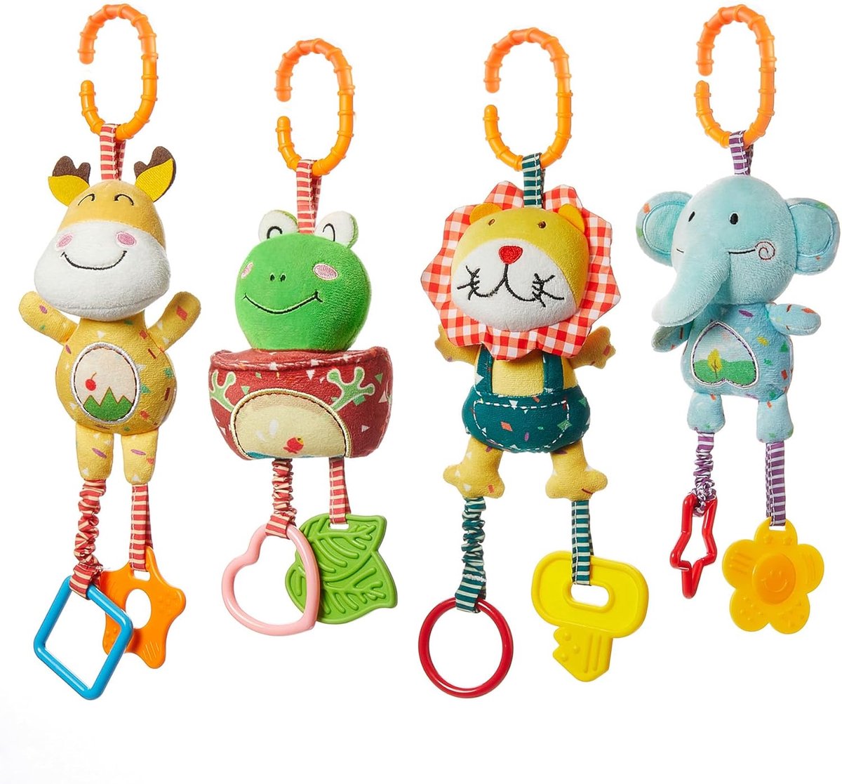 babyspeelgoed voor 0, 3, 6, 9, 12 maanden, kerst handbells baby rammelaars met bijtringen zacht pluche vroege ontwikkeling kinderwagen auto speelgoed voor baby, pasgeboren verjaardagscadeaus