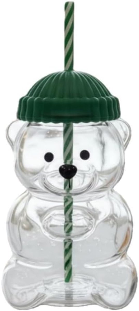 Mok - Theekopje - Glazen mok - Leuke glazen mok van 590 ml - Met rietje - Geschikt voor koffie, sap, melk en thee, lekvrije deksel, BPA-vrij (1 stuk)
