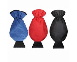 Set 3X ijskrabber auto met handschoen - Multi kleuren krabbers met handschoen - Rood Zwart Blauw - krabber auto