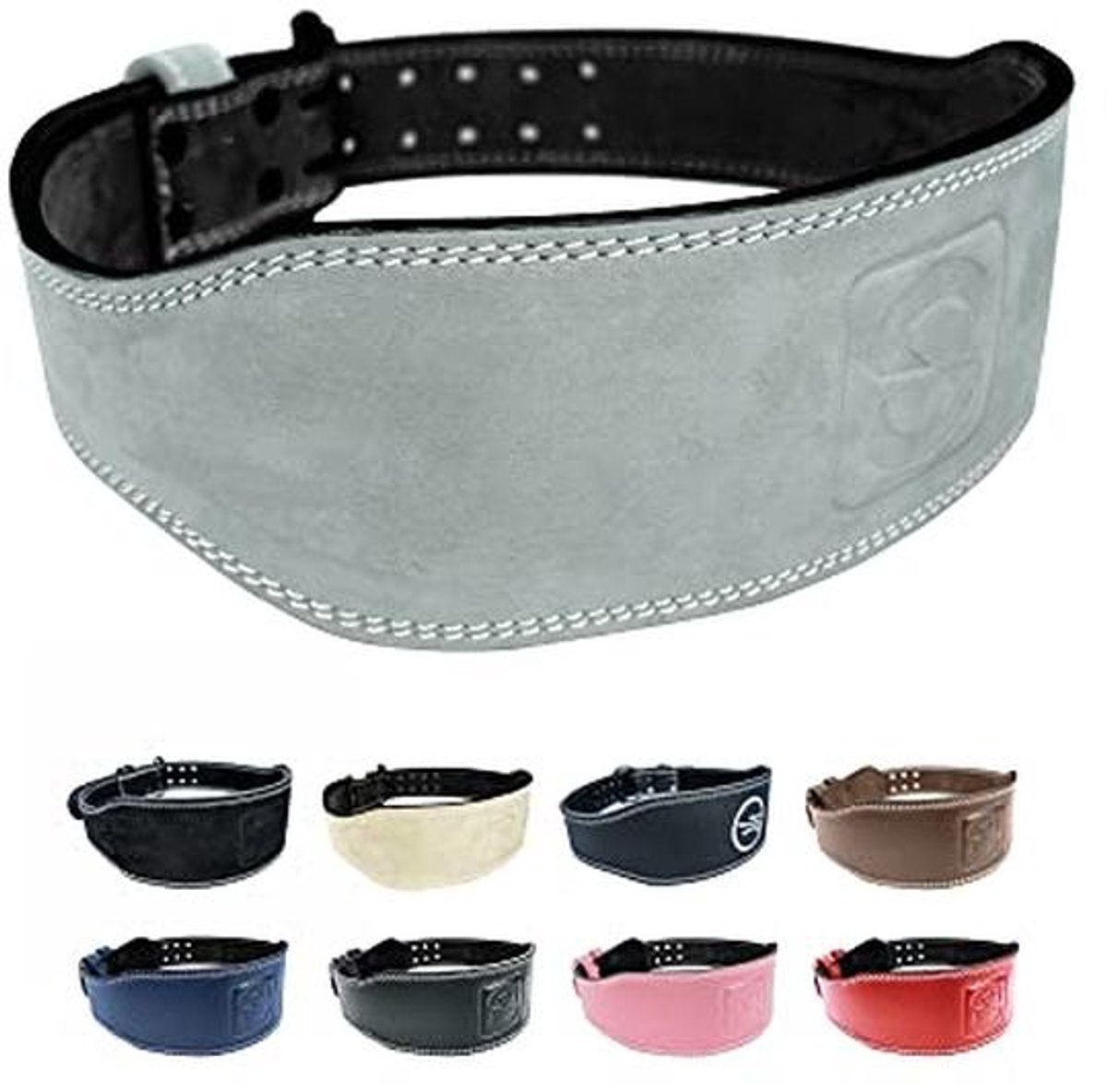 Verstelbare Gewichthefriem voor Krachttraining en Bodybuilding – Comfortabele Fitnessriem voor Deadlift en Kniebuigingen, Grijs-Nubuck S