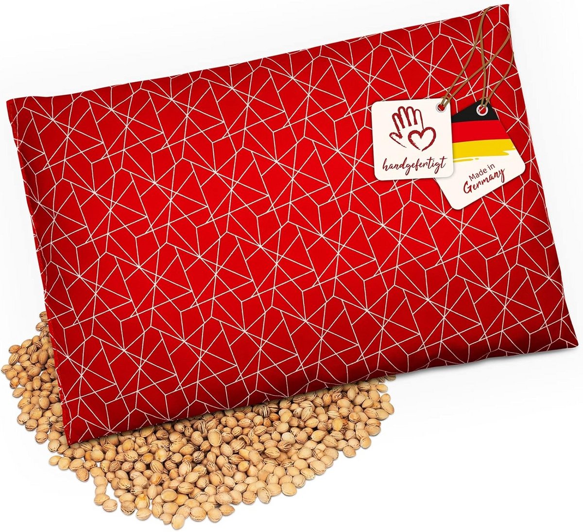 Warmte- of koudekussen gevuld met kersenpitten, 30x20 cm, Ideaal voor pijnverlichting en ontspanning