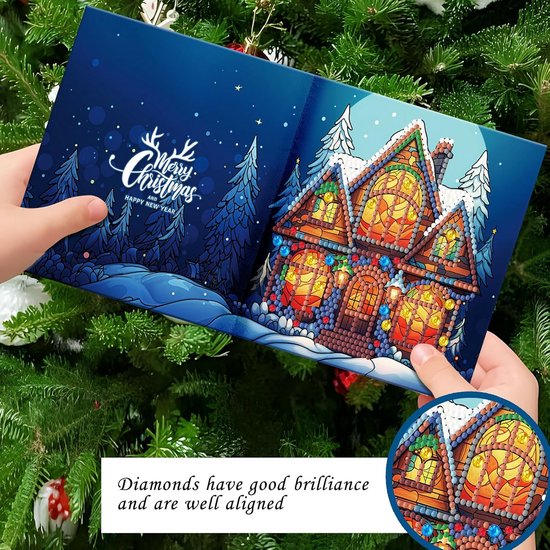 12 stuks DIY Diamond Painting Kerst Wenskaarten Set - Knutselpakket met ...