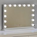Witte make-upspiegel met 15 LED lampen en dimbare touch knop.