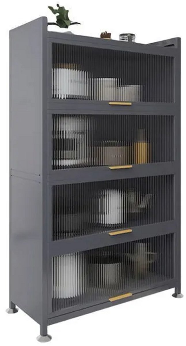 Seven comfort Keukenkasten - Hoge Keukenkast - Met doorschijnend stofwerend paneel - keuken - buffetkast - zijkast - Huiskamer - Opbergkast voor thuis - 60x32x144cm - Grijs