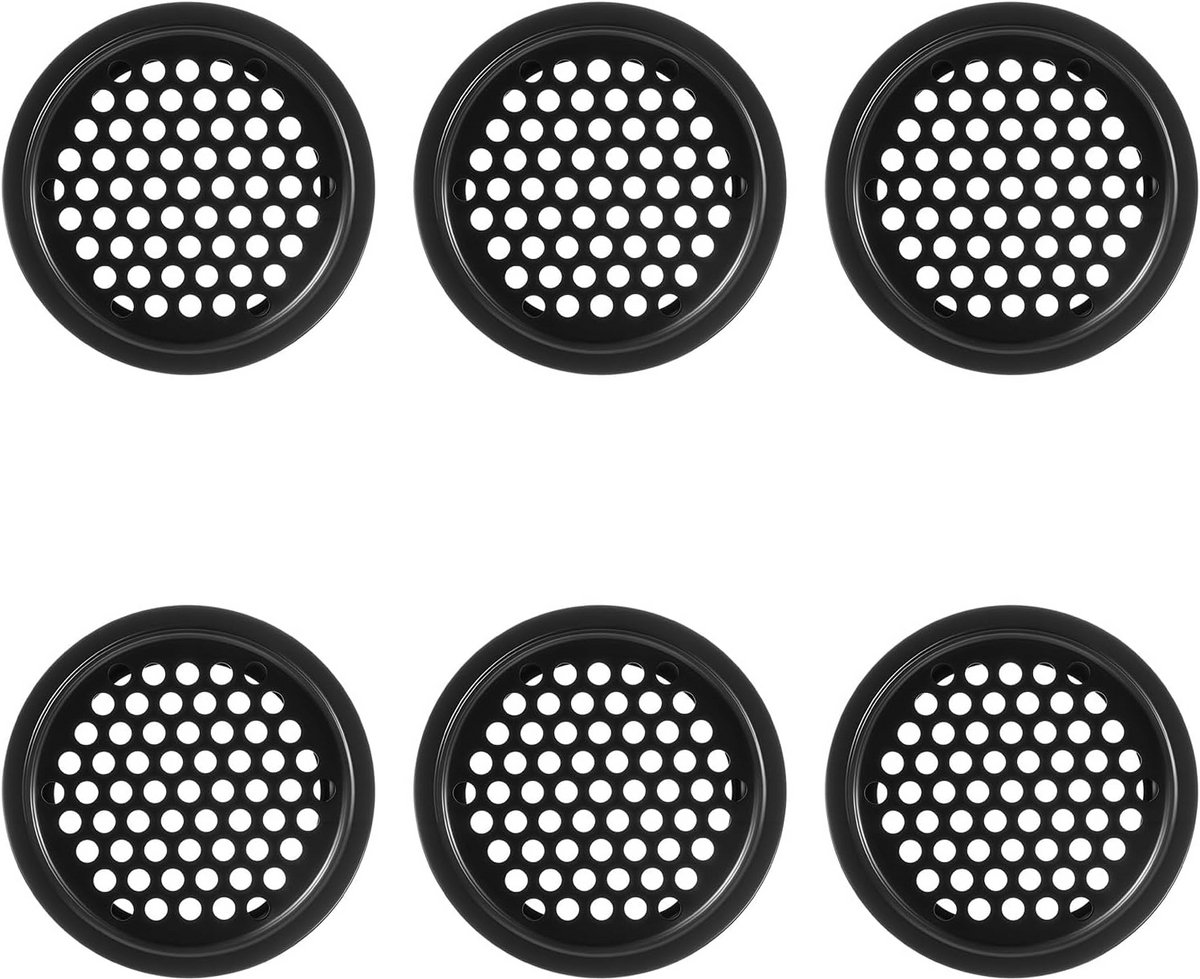 6x Ronde Ventilatie Roosters RVS 53mm - Discreet Luchtrooster voor Kasten en Deuren